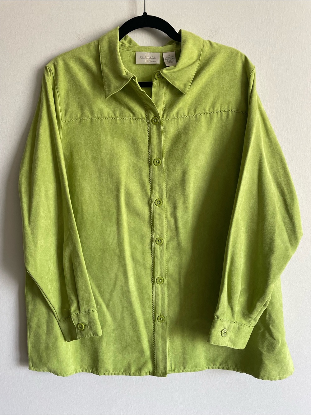 Studio Works shacket lime green micro suede western 1X